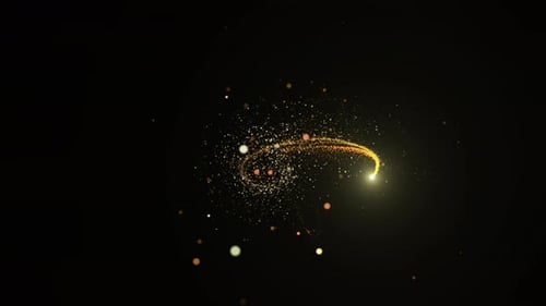 Flight Of Gold Bokeh Sparkling Particles With Alpha Channel