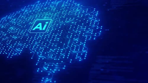 Concept d'intelligence artificielle, d'apprentissage automatique et d'informatique avec fond de circuit