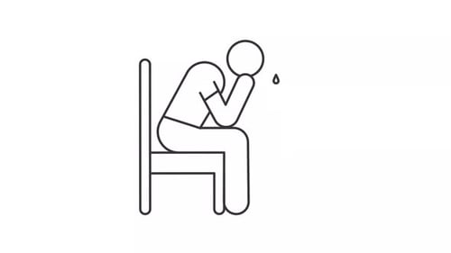 Minimalist Crying Person on Chair Icon Animation