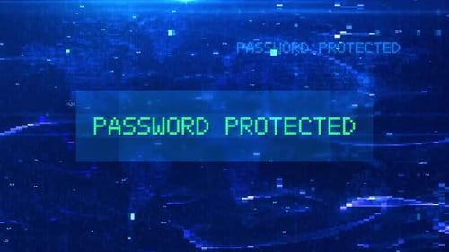 Password Protected Digital Text Animation over Futuristic World Map and HUD Effects