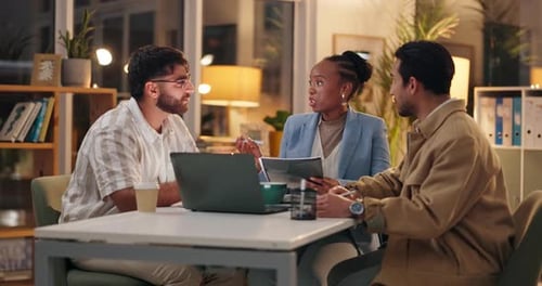 Office Meeting at Night