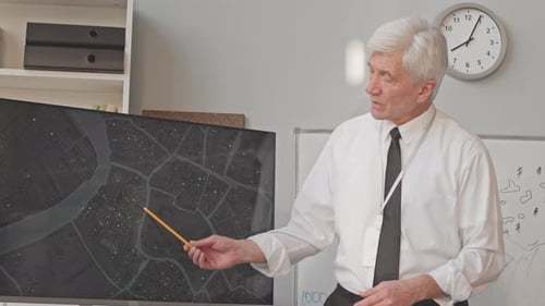 Professor at Military Academy Explaining Material at Seminar