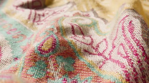 Detailed Shot of Colorful Paisley Patterned Fabric