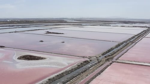 Aerial view over Salt pools in Spain