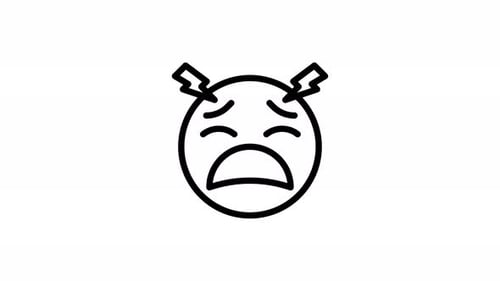 animación de icono de línea de emoji cansado