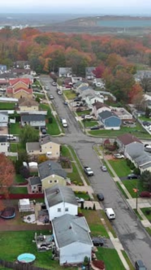 An Aerial View of Suburban Settlement in Town New Jersey USA a Beautiful Detached House