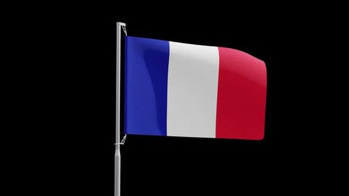 Seamlessly Looping French Flag Waving Animation with Alpha Channel