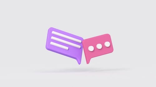 Two message bubbles. Internet communication concept. 3D render animation