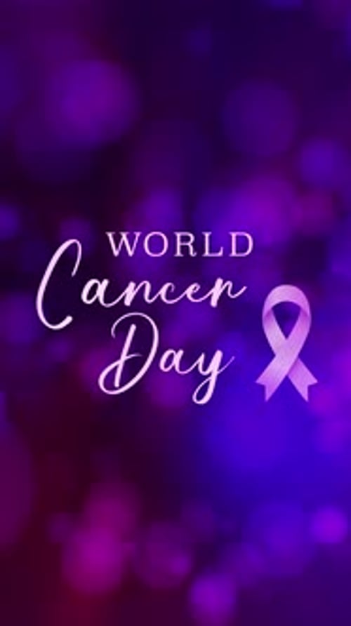 Elegant World Cancer Day Text Reveal with Awareness Ribbon