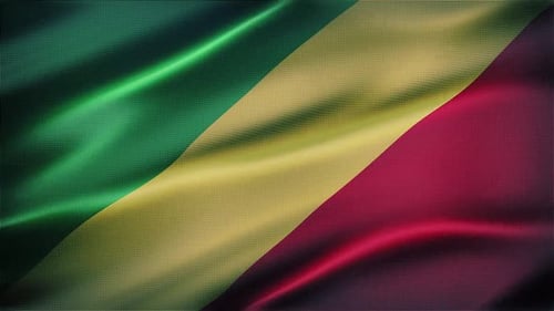 Waving Fabric Flag of the Republic of the Congo Loop