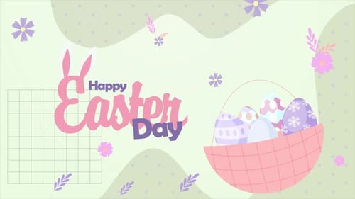 Happy Easter Day, Green Egg Hunt Background Animation Looped 4K