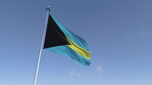 Bahamas National Flag Waving Animation on Flagpole