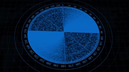 Scanning radar screen on world map Green color digital technology radar screen.