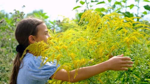 Child in a Field of Ragweed Selective Focus