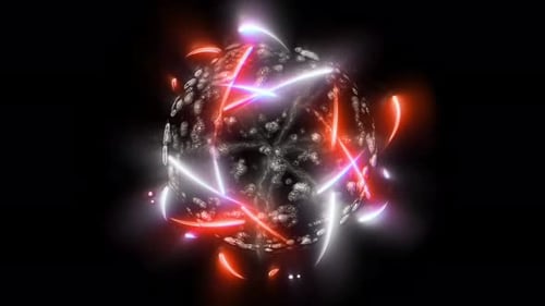 Dynamic Abstract Sphere with Glowing Neon Light Trails
