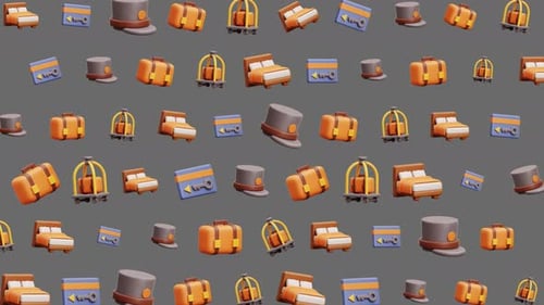 Hotel Seamless Pattern Travel Tourism 3d Rendering