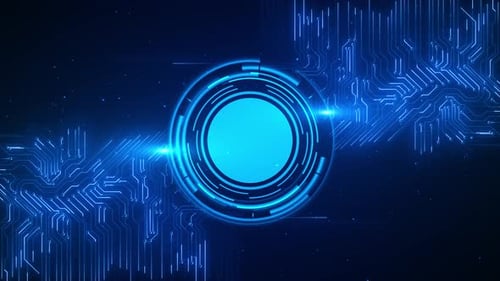 Círculo futurista: tecnologia, interface digital, inteligência artificial, holograma, futuro, rede, backg