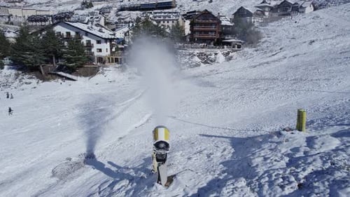 Snow Cannon at the Ski Resort in Sunny Day