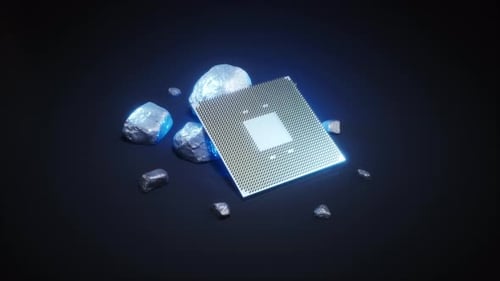 Futuristic CPU Processor Crafted from Rare Earth Minerals