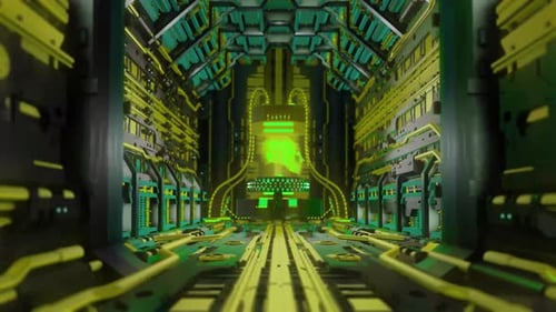 AI hologram face inside the reactor tube