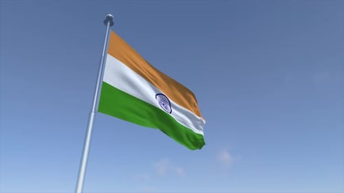 Indian Flag Waving with Ashoka Chakra in Realistic Slow Motion