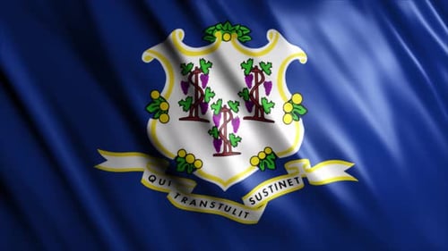 Connecticut State Flag Waving with Fabric Motion