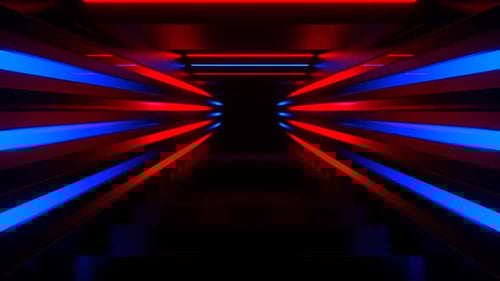 Blue And Red Neon Futuristic Stairs Background Vj Loop In HD