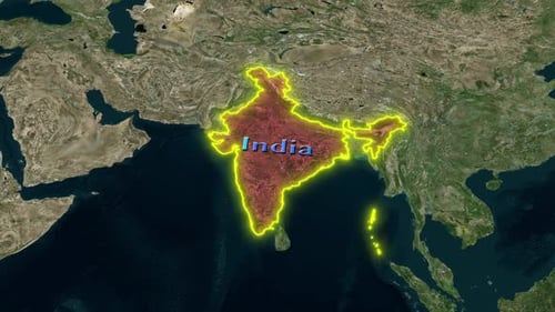 Animated Geographic India Map Highlight with Glowing Outline