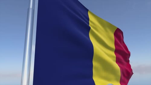 Realistic Blue Yellow Red Flag Waving Animation