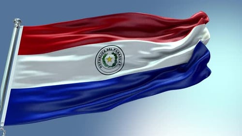 Realistic Waving Paraguay Flag Animation Loop