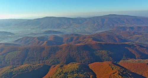 In Autumn Carpathians Mountain Valley Becomes a Mystical Place As Misty Fog Envelops Morning Forest