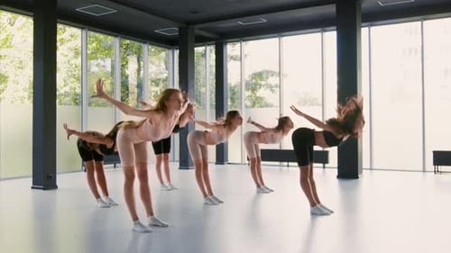 Young Women Practicing Yoga and Pilates Indoors in Fitness Studio