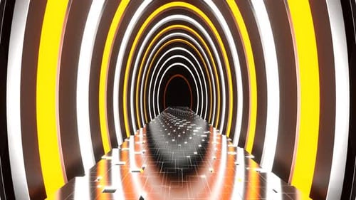 Orange And White Ellipse Strobe Spase Road Background Vj Loop In 4K
