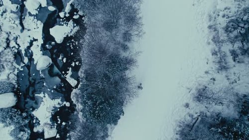 Solo Person Walk in Cold Winter Snow Scenery