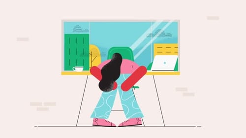 The Woman Is Bored In The Office