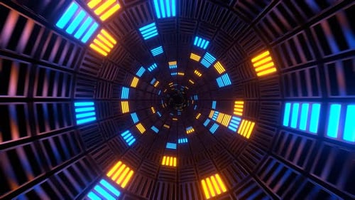 Orange And Blue Cube Strobes Tunnel Background Vj Loop In 4K