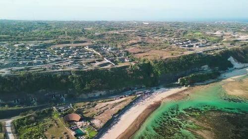 Abandoned Resorts Beach in Bali with Turquoise Waters and View over Tebing Pandawa