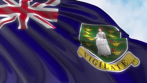 Realistic British Virgin Islands National Flag Waving Animation