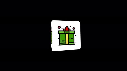 Animated 3D Cube with Gift Box Icon Rotation