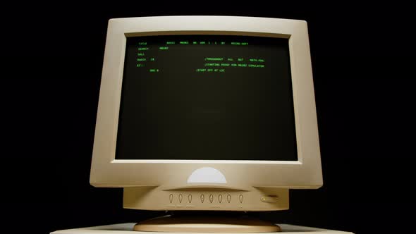 Retro Pc with Loading Code Console Programmer Making Scripts Green ...