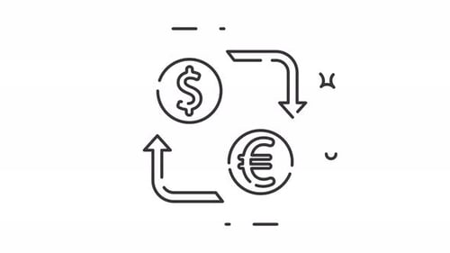 money exchange dollar to euro icon illustration animation motion graphic design video isolated
