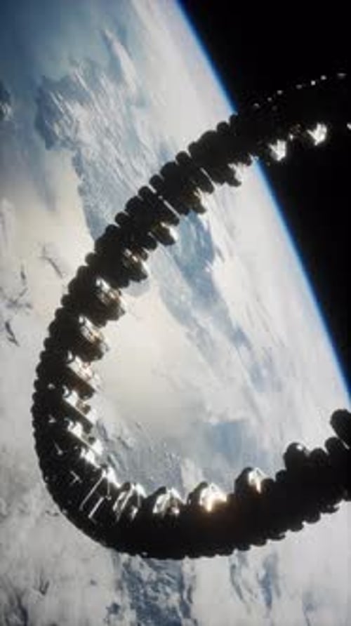 Futuristic Space Station on Earth Orbit