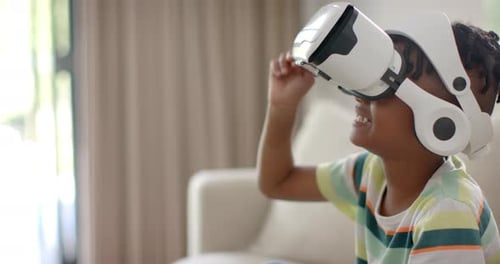 Child Using VR Headset in a Home