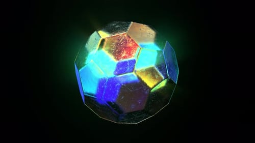 Abstract Geometric Sphere with Shifting Iridescent Light Animation