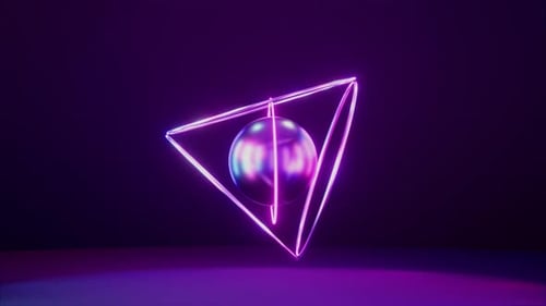 Abstract Seamless Loop Background with Endless Rotating Neon Toruses