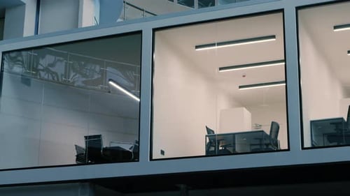 Three Individual Rooms with Glass Wall in Modern Office