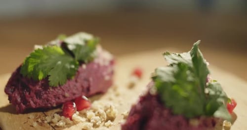 Delicious Beet Appetizer with Cilantro and Pomegranate Seeds