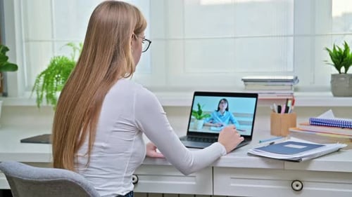 Girl Attending Video Call in Bright Room
