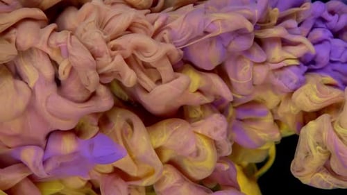 Orange and Blue Ink Spreading in Water Abstract Colorful Background with White Color