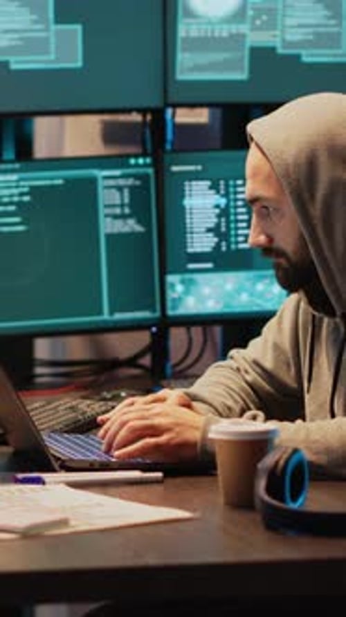 Ladrón de hackeo de videos vertical que rompe el sistema de seguridad